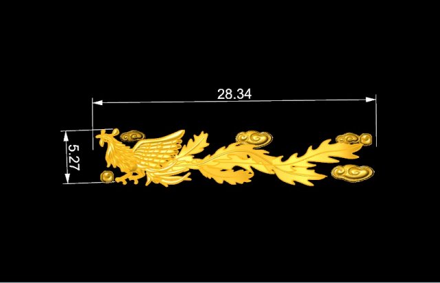 Download golden phoenix for ring watch bracelet decor 3D Model