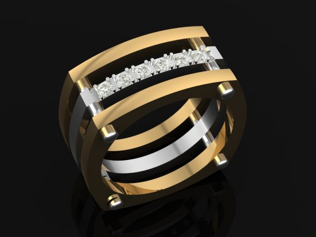 amazing men ring with diamond 3D Print Model in Rings 3DExport