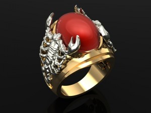 3d golden men ring with rubby format 2 3D Print Model