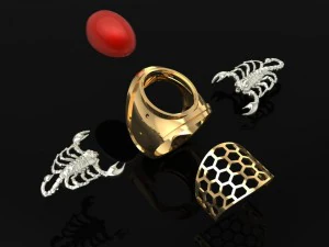 3d golden men ring with rubby format 2 3D Print Model