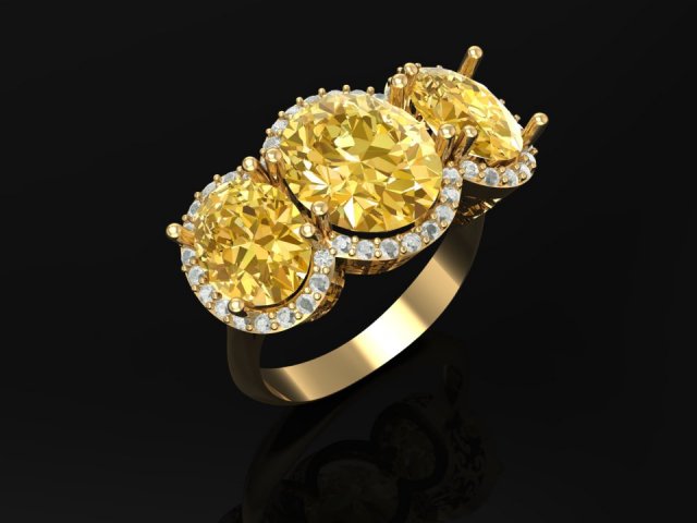 3d golden luxury women ring with oval diamond 3D Print Model .c4d .max .obj .3ds .fbx .lwo .lw .lws