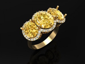 3d golden luxury women ring with oval diamond 3D Print Model