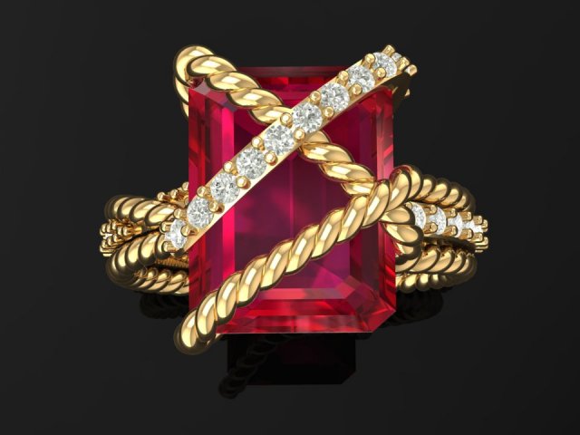 Download 3d golden luxury women ring with ruby 3D Model