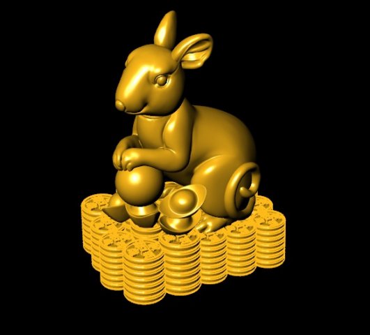 3d golden mouse for ring pendant charm lucky decor 3Dプリントモデル .c4d .max .obj .3ds .fbx .stl .blend