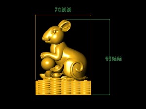 3d golden mouse for ring pendant charm lucky decor 3Dプリントモデル