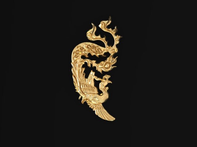 3d golden phoenix for ring pendant decor charm Modelo de Impressão 3D .c4d .max .obj .3ds .fbx .stl .blend 