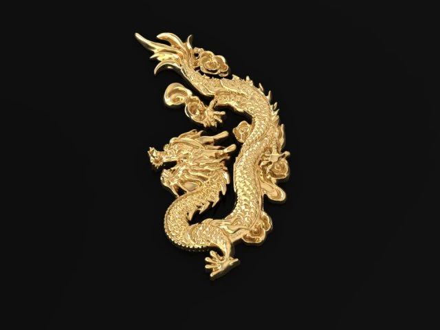 3d golden dragon for ring pendant watch 3D Print Model .c4d .max .obj .3ds .fbx .stl .blend 