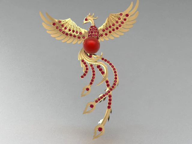 3d golden phoenix pendant 3D Print Model .c4d .max .obj .3ds .fbx .stl .blend 