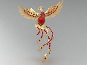 3d golden phoenix pendant 3D Print Model