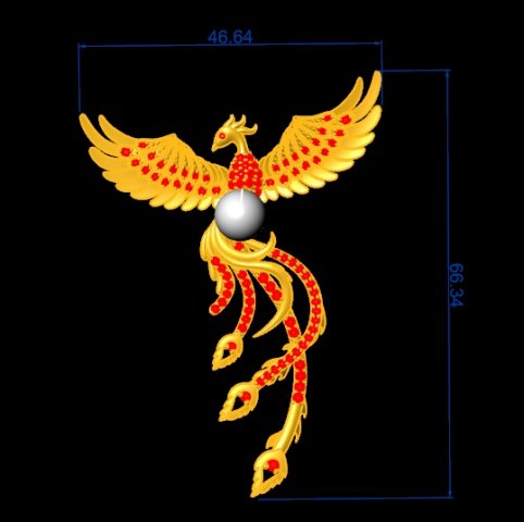 Download 3d golden phoenix pendant 3D Model