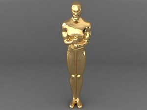 3d golden oscar statue decor 3D Model