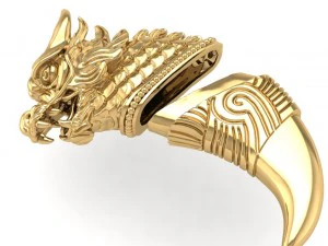 3D goldener Drache für Tigerzahn 3D Druckmodell