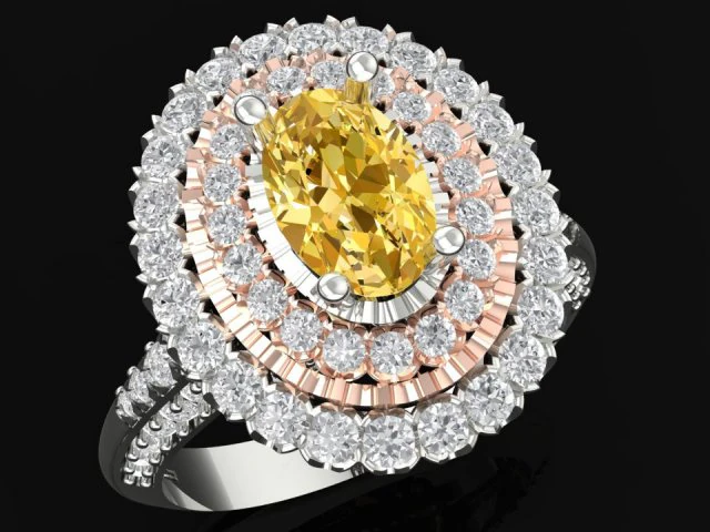 3d white gold double halo ring with diamond 3D Print Model .c4d .max .obj .3ds .fbx .stl .blend 