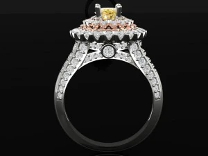 3d white gold double halo ring with diamond 3D Print Model