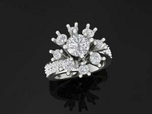 tj 64 3d white gold diamond earring 3D Print Model