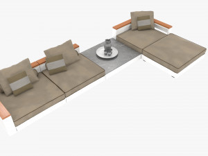 flexform ottomans outdoor sofa freeport by antonio citterio - set 1 Modelo 3D