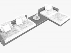 flexform ottomans outdoor sofa freeport by antonio citterio - set 1 3D Model