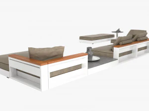 Otomana flexform sofa ogrodowa Freeport autorstwa Antonio Citterio - zestaw 2 stolik&oacute;w kawowych Fly Outdoor Model 3D