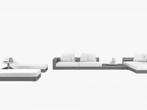 flexform ottomans outdoor sofa freeport by antonio citterio - set 2 coffee table fly outdoor 3D Model