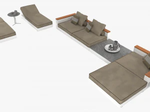 flexform ottomans outdoor sofa freeport by antonio citterio - set 2 coffee table fly outdoor 3D Model