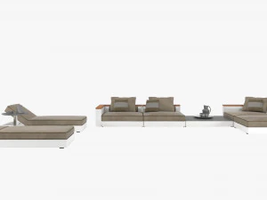 flexform ottomans outdoor sofa freeport by antonio citterio - set 2 coffee table fly outdoor 3D Model