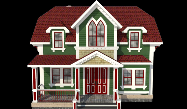 викторианский дом 3D Модель .c4d .max .obj .3ds .fbx .stl .blend 