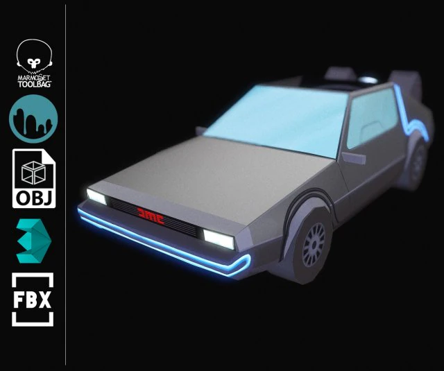 delorean Modello 3D .c4d .max .obj .3ds .fbx .stl .blend 