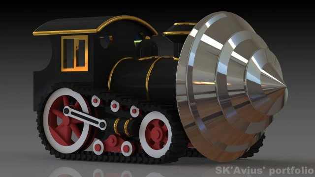 Steampunk mole machine 3D Print Model .c4d .max .obj .3ds .fbx .stl .blend
