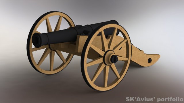 French cannon 1812 3D-printmodel .c4d .max .obj .3ds .fbx .stl .blend