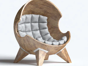 armchair sphere with ottoman and table 3D Model