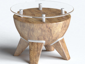 armchair sphere with ottoman and table Model 3D