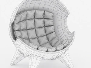 armchair sphere with ottoman and table 3D Model