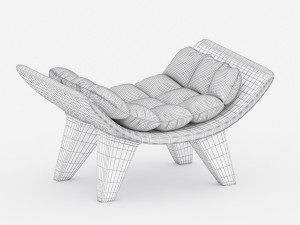 armchair sphere with ottoman and table Model 3D