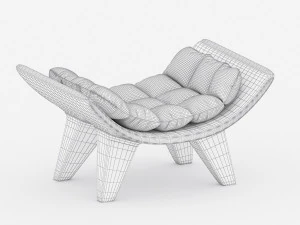 armchair sphere with ottoman and table 3D Model