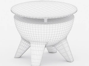armchair sphere with ottoman and table 3D Model