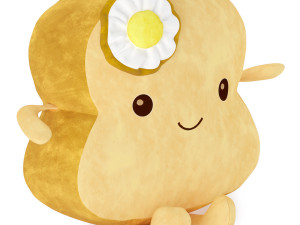 kawaii toast plush toy 3D Model