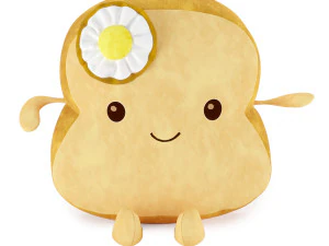 kawaii toast plush toy 3D Model