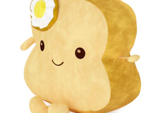 kawaii toast plush toy 3D Model