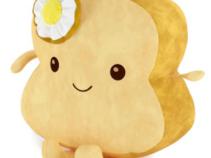 kawaii toast plush toy 3D Model