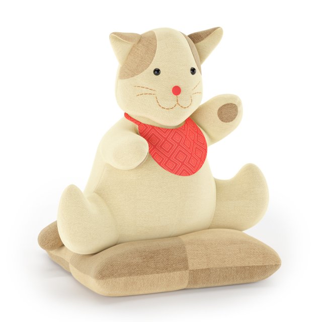 interior toy cat on a pillow 3D Модель .c4d .max .obj .3ds .fbx .stl .blend 