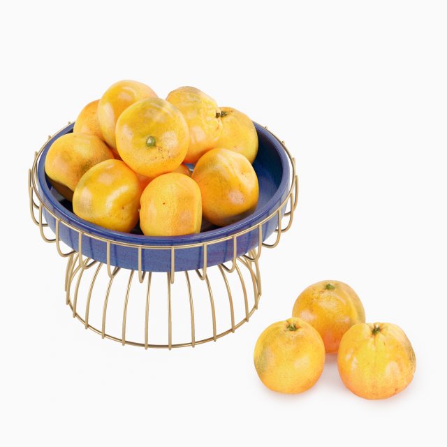 Decorative set Dish with tangerines 3D Model .c4d .max .obj .3ds .fbx .lwo .lw .lws