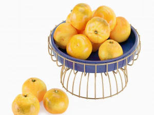 Decorative set Dish with tangerines 3D Model