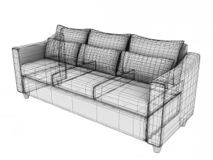 sofa01 vr ar game ready 3D Model