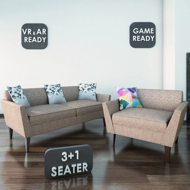 sofa02 vr ar game ready 3D Model .c4d .max .obj .3ds .fbx .stl .blend 