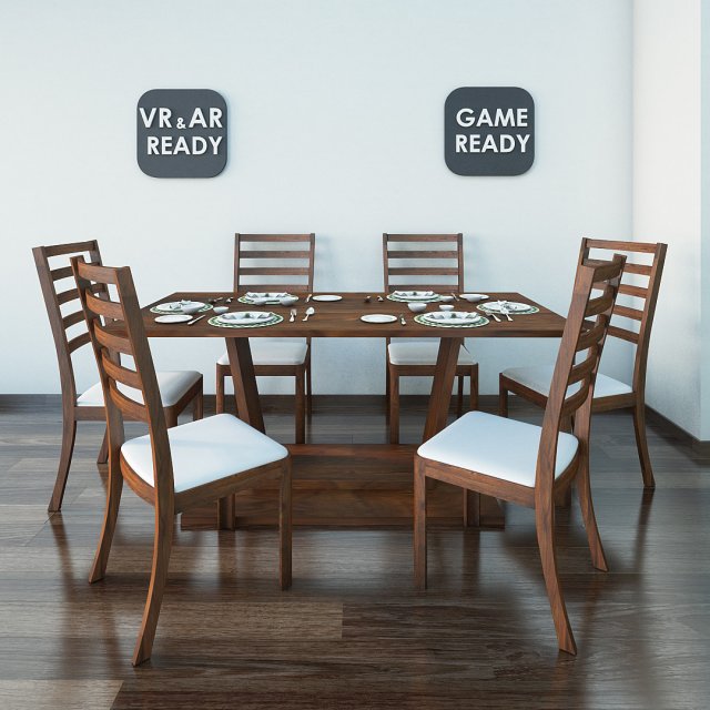 dining table01 vr ar game ready Model 3D .c4d .max .obj .3ds .fbx .stl .blend 