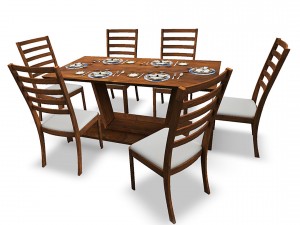 dining table01 vr ar game ready Model 3D