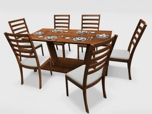dining table01 vr ar game ready 3D Model