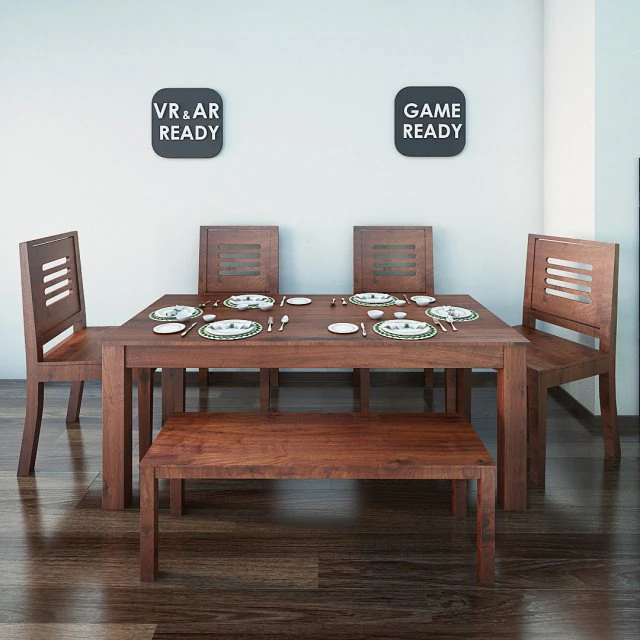 dining table02 vr ar game ready 3D Model .c4d .max .obj .3ds .fbx .stl .blend 