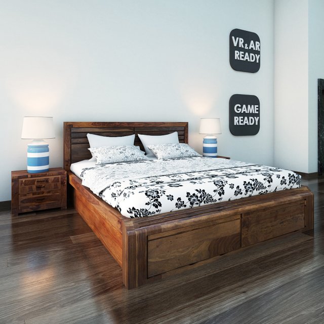 bed 01 vr ar game ready 3D Model .c4d .max .obj .3ds .fbx .stl .blend 
