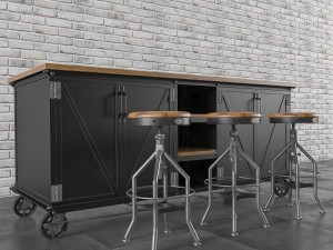 ellis kitchen island with bar stool 3D Model